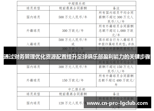 通过财务管理优化资源配置提升足球俱乐部盈利能力的关键步骤